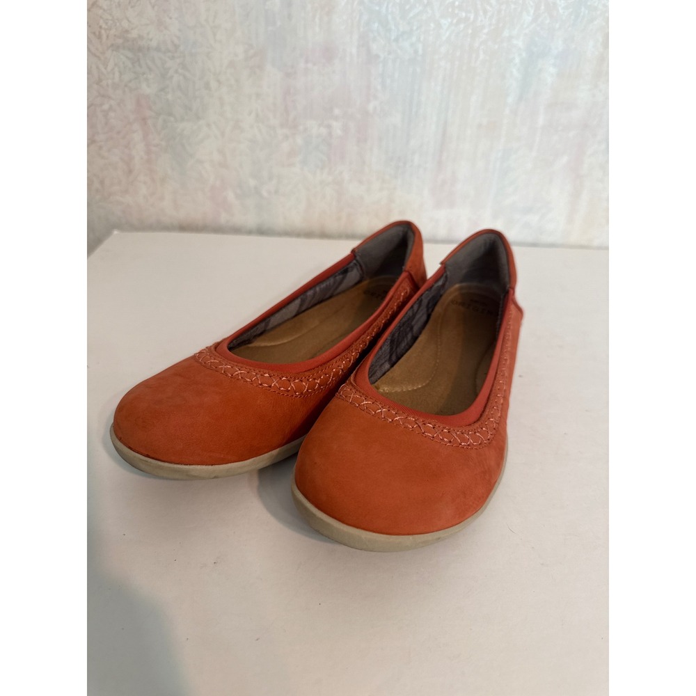 Earth Origins Fable Paprika Orange Nubuck Leather Ballet Flats Women 9.5
